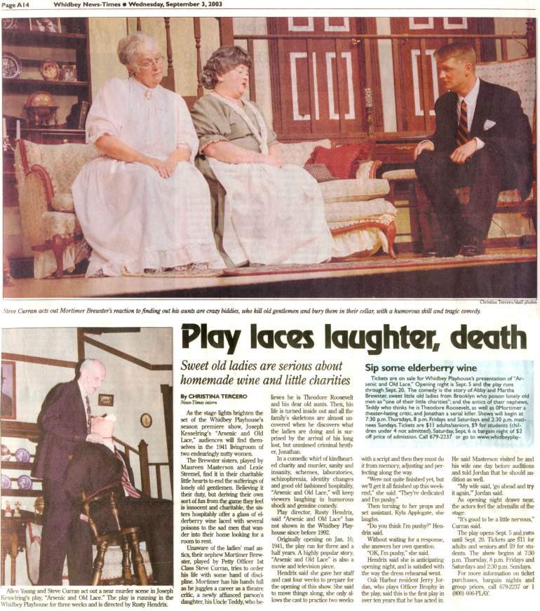 "Arsenic and Old Lace" Article from Whidbey News Times - 9/3/03