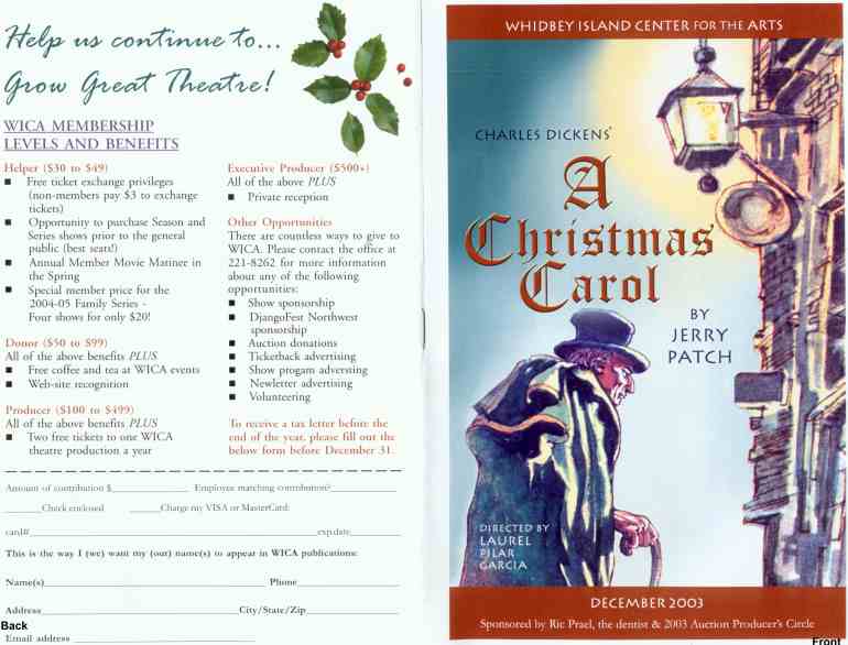 "A Christmas Carol" Program Front and Back Pages