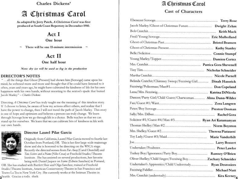 "A Christmas Carol" Program Pages 3 and 4