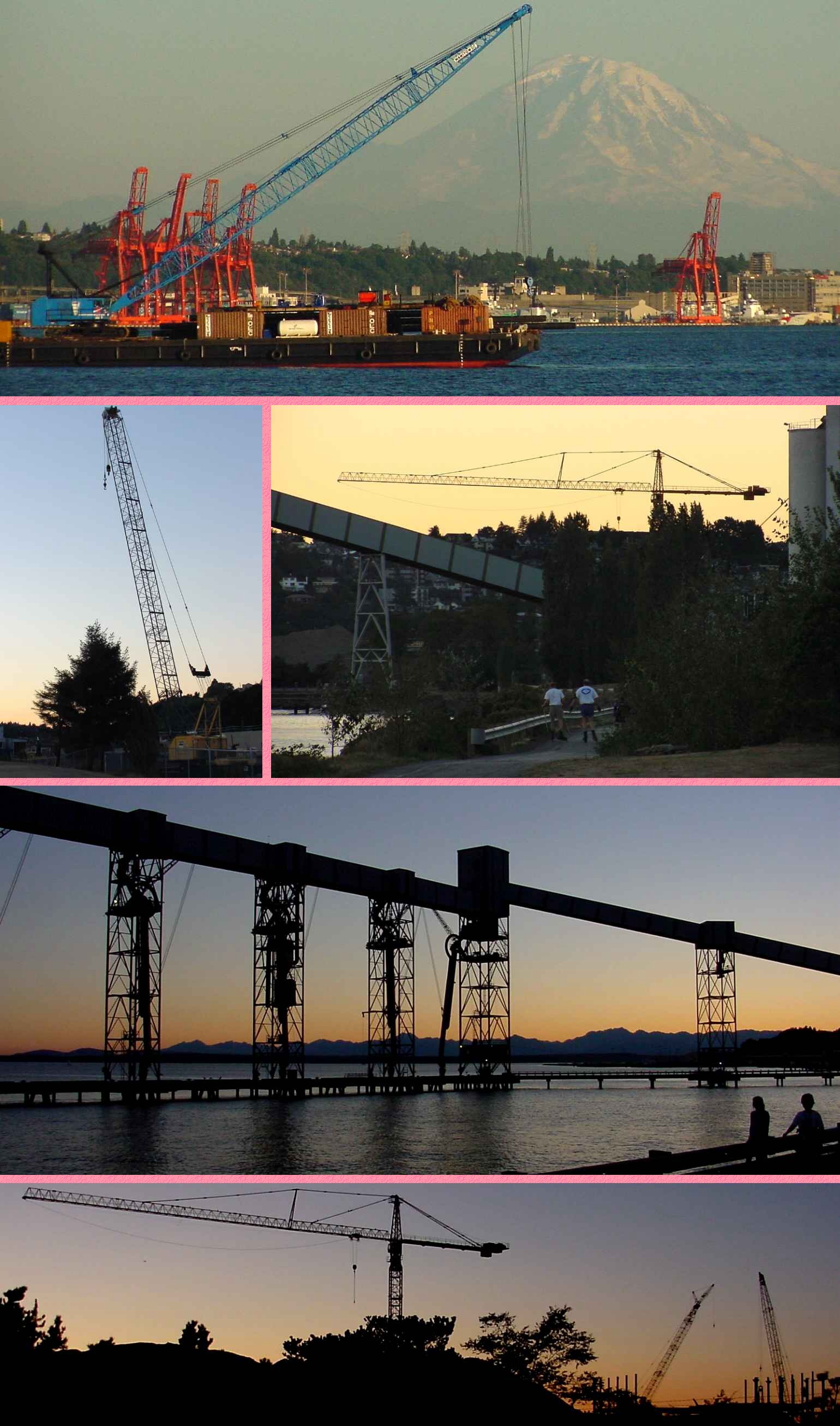 Elliott Bay Cranes - Evening - August 8, 2001 - Enlarged