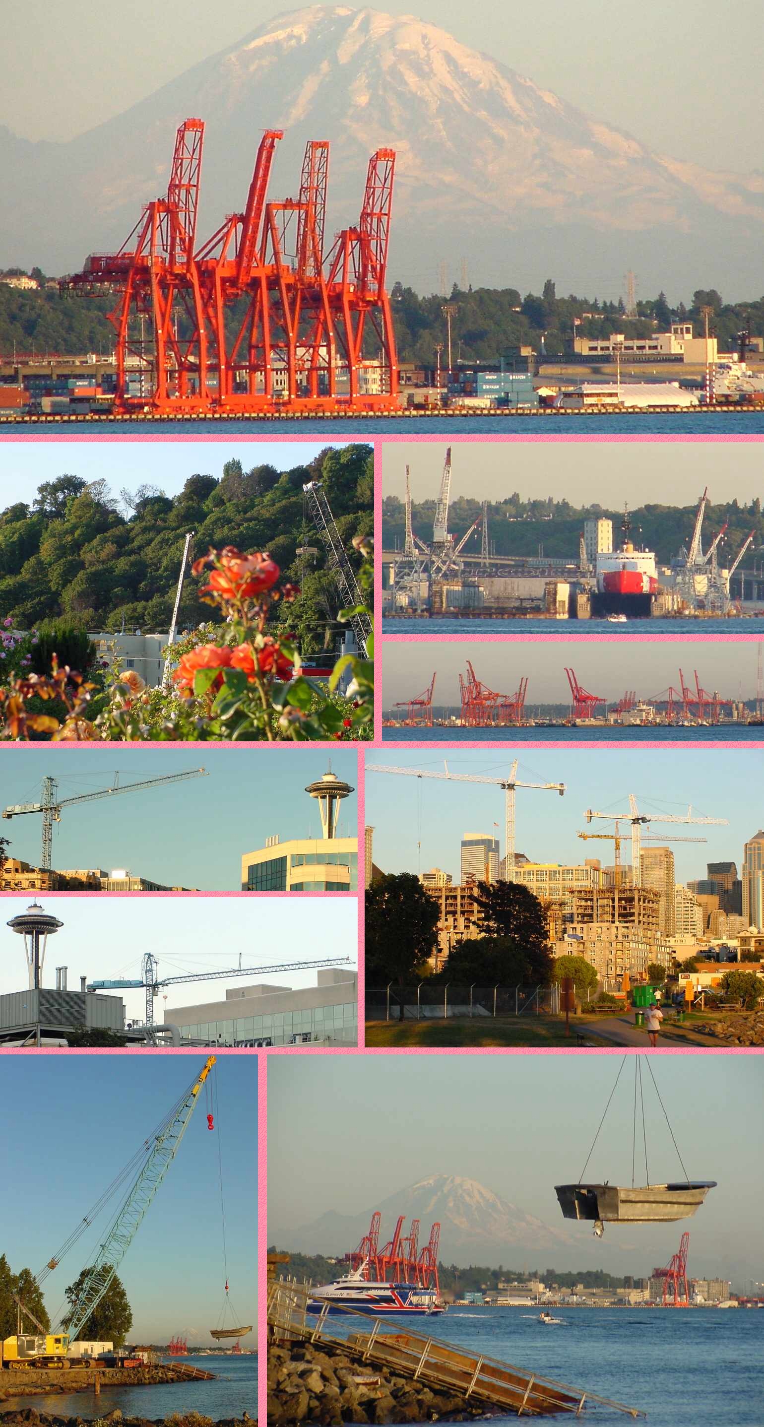 Elliott Bay Cranes - Afternoon - August 8, 2001 - Enlarged