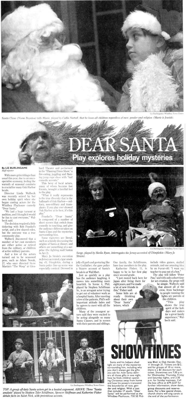 News-Times Article on "Dear Santa" published 12/6/08