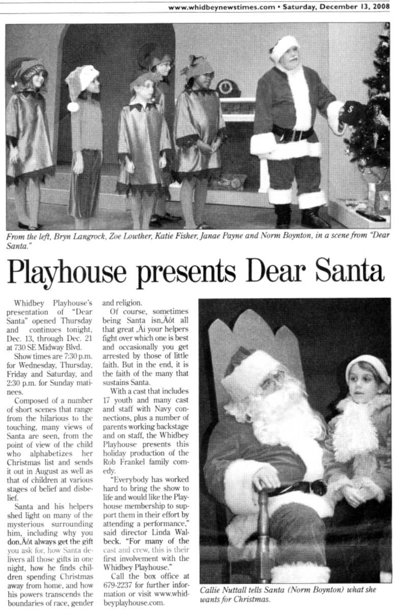 Second News-Times Article on "Dear Santa" published 12/13/08