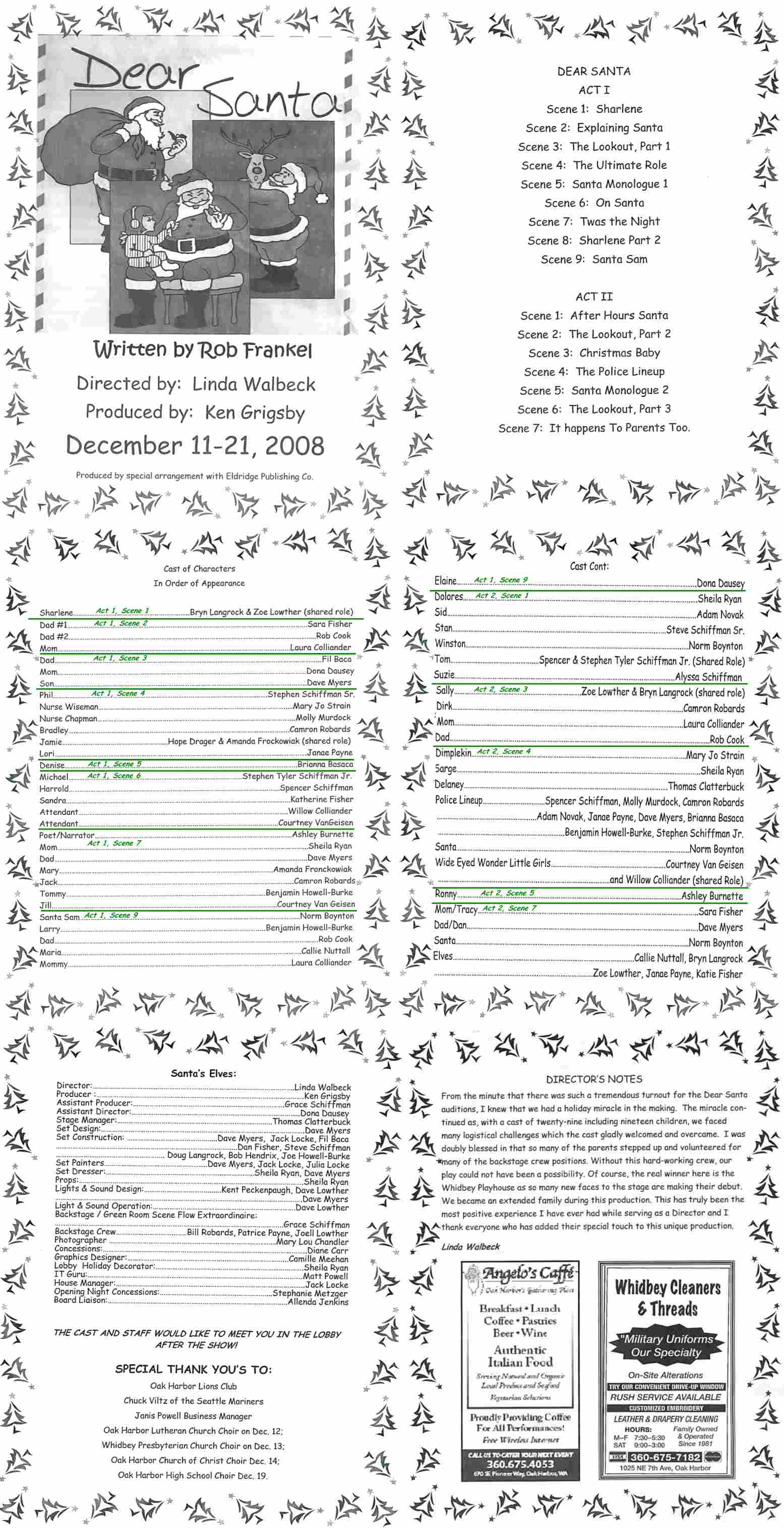 "Dear Santa" Program Pages, Enlarged - 12/11/08
