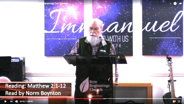 Norm reading Scripture at New Beginnings Church