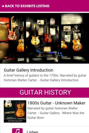 Museum Audio Guide - Guitar Gallery screen capture