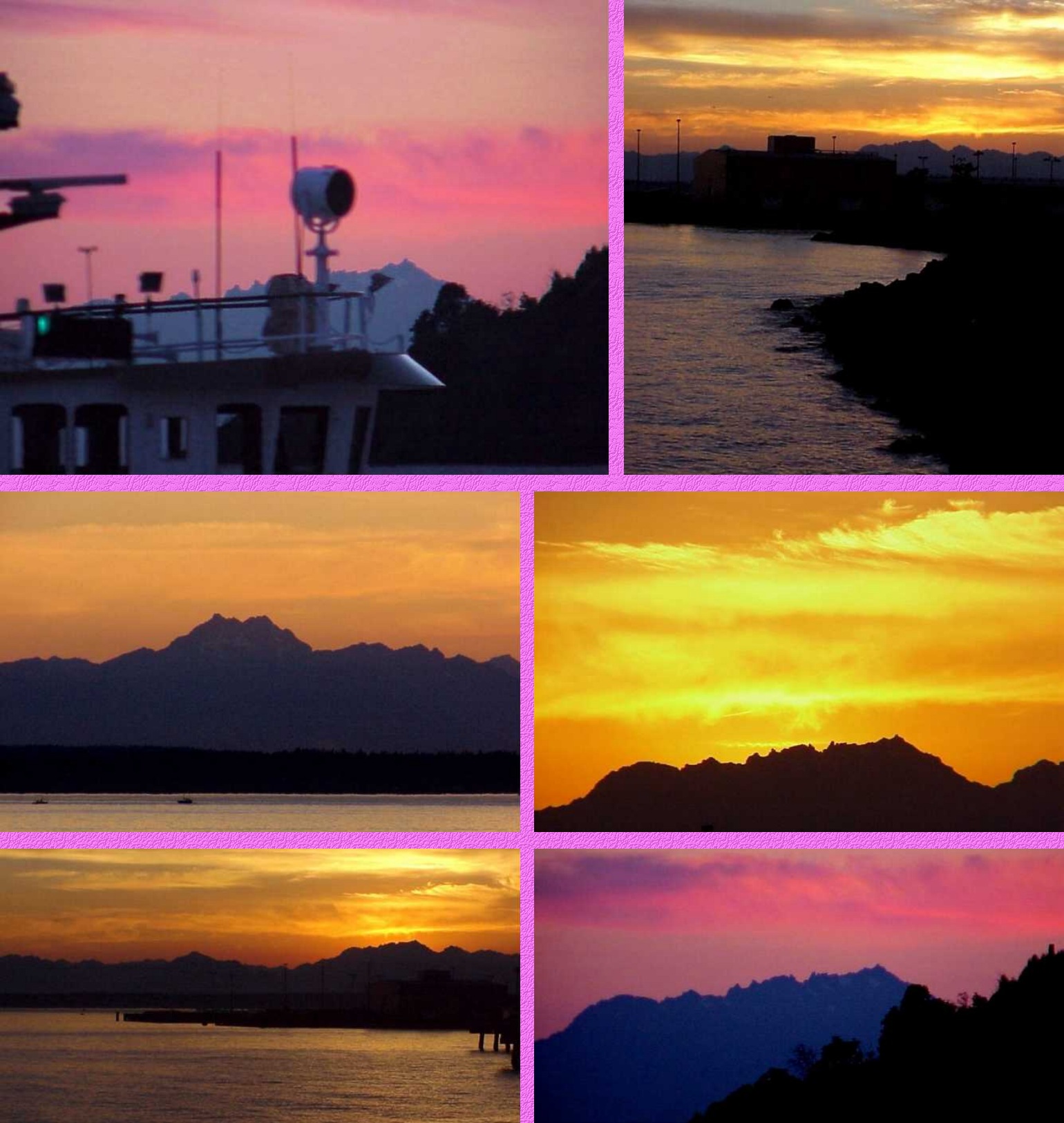 Seattle's Pier 89 Sights - Tugboat and Olympic Mountain Sunsets - 8/23/00 - Enlarged