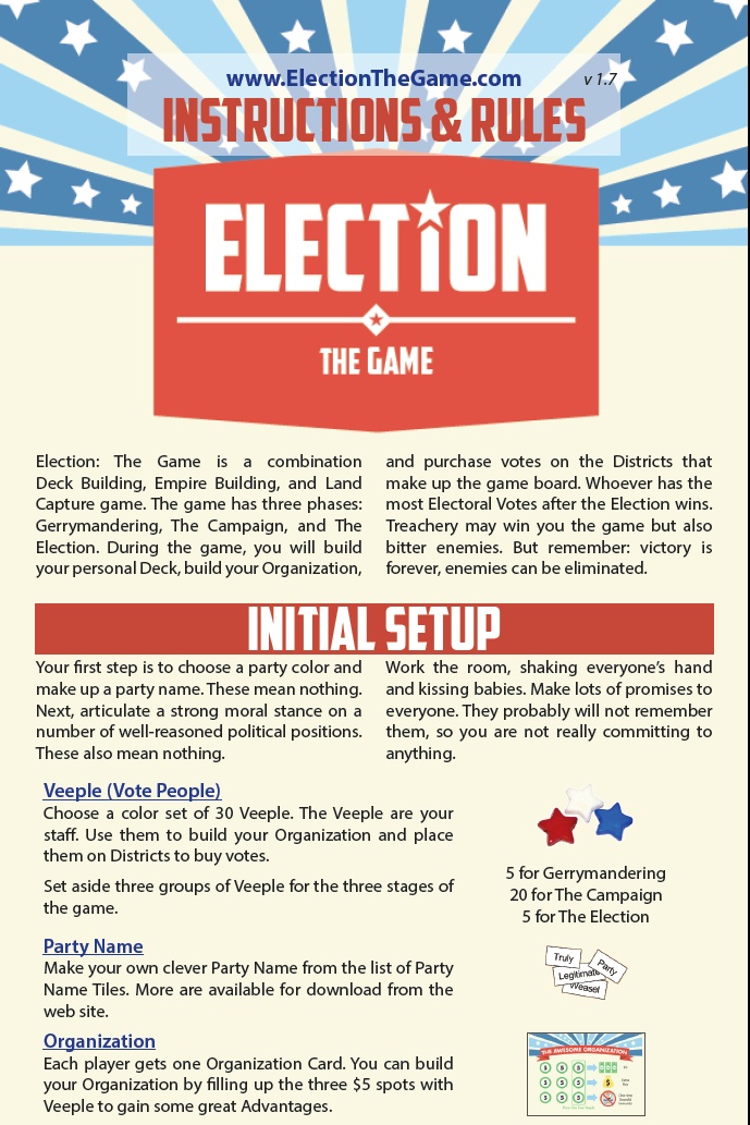 Some rules and setup for "Election: The Game"
