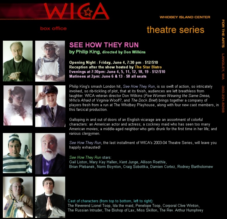 Cast Portraits for "See How they Run" at WICA from the WICA website