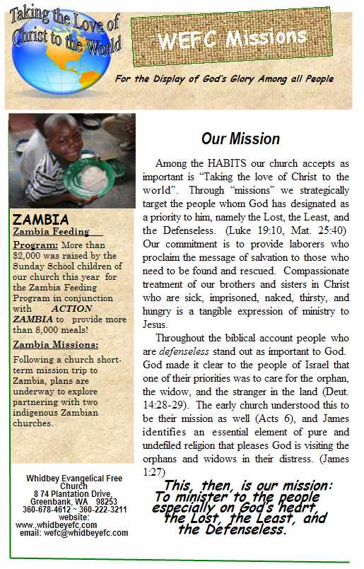 WEFC Missions Brochure - Juily, 2008 - Page 1