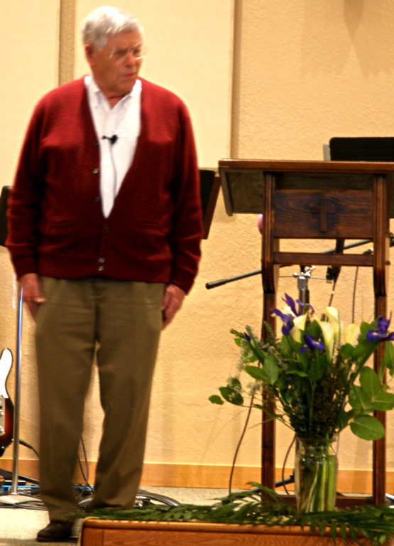 Pastor Dave imitating the tightly bound but resurrected Lazarus - 3/28/10