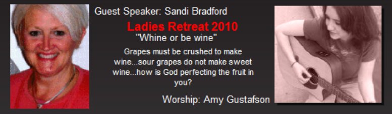 District Ladies' Retreat - Oct. 1-3, 2010
(Click to link to the Retreat Home website...)