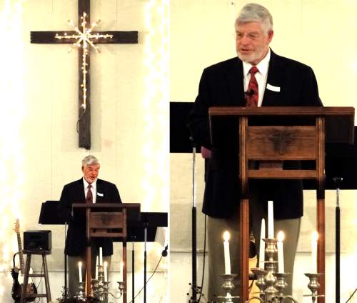 Pastor Dave Stevenson preaching
 "The First Christmas Carol" - 12/13/09