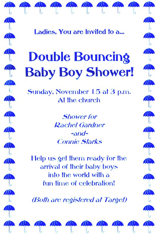 Ladies' Bouncing Baby Boys Shower - Sunday, November 15, 3 PM