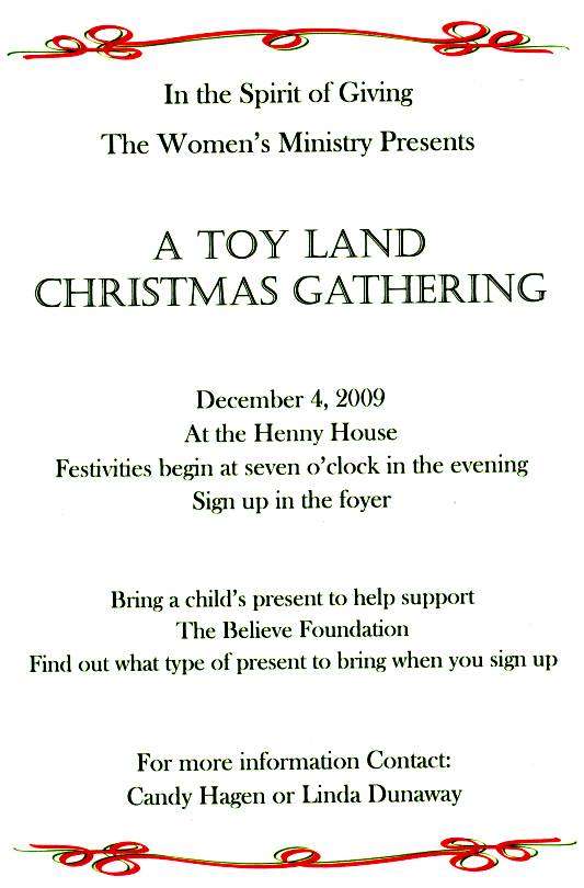 Ladies' Toyland Christmas Gathering - Friday, December 4, 7-9 PM