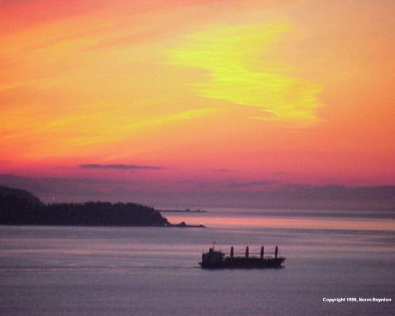 Sunset and Ship - 1280x1024